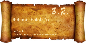 Bohner Rabán névjegykártya